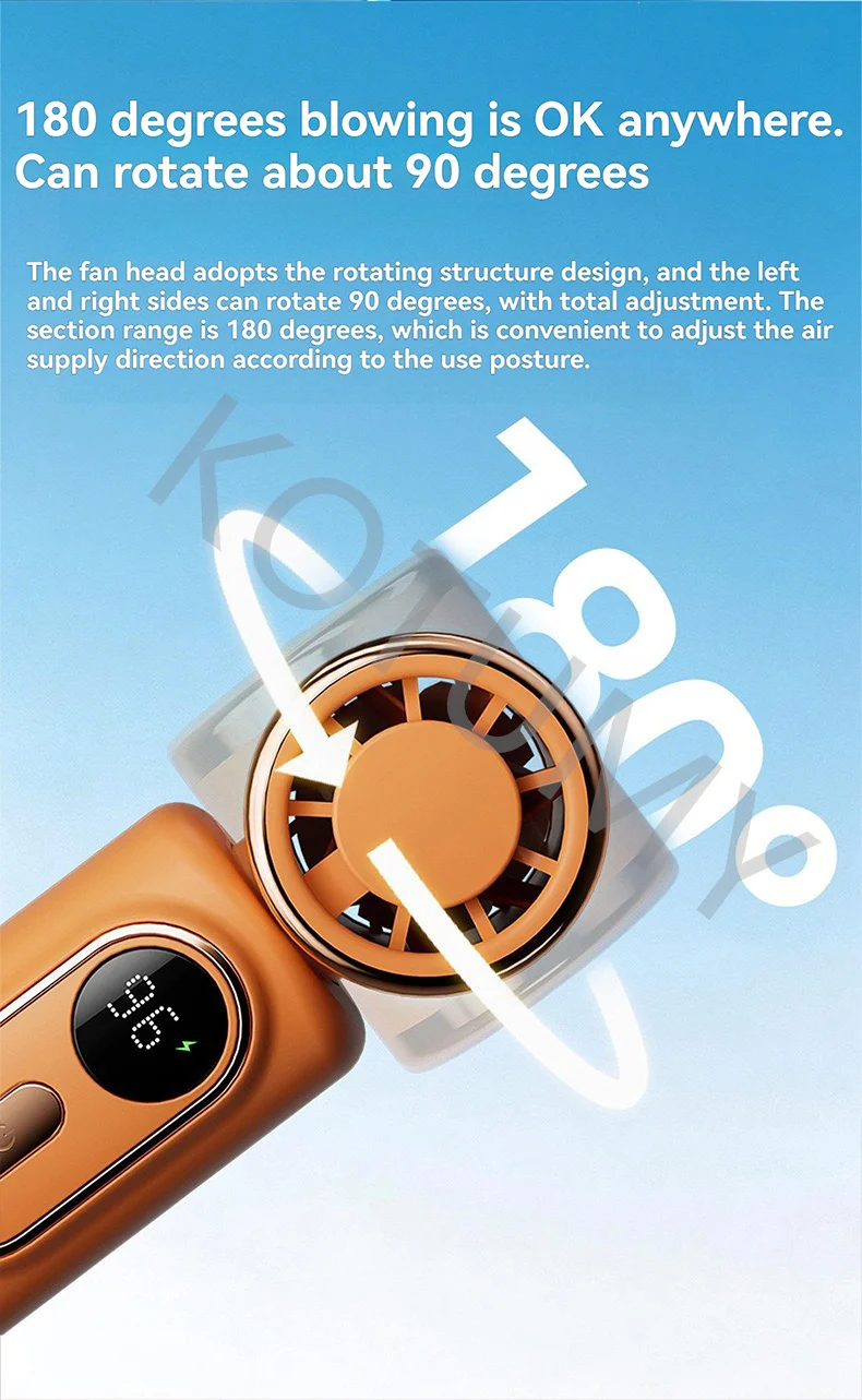 Mini clip on fan, rotatable USB charging, compact and portable handheld fan
