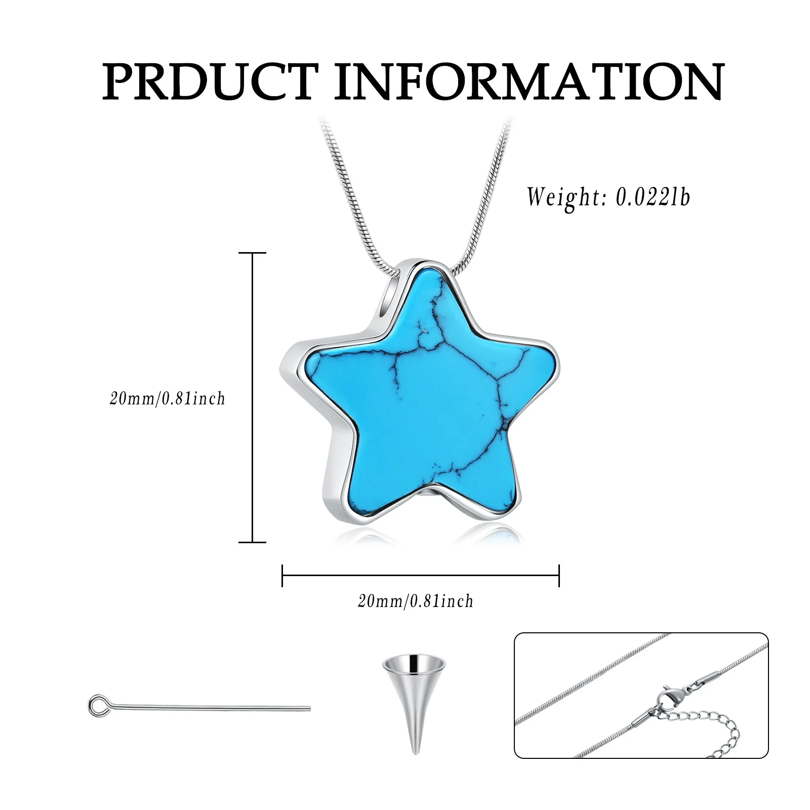IJD9165 Starfish Sticky Stone Human Cremation Necklace Funeral Jewelry Commemorative Urn Ashes Men and Women Pendants and Talism