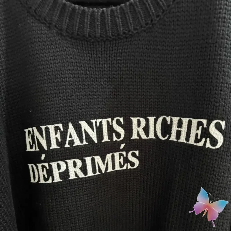 24ss Winter Enfants Riches Dprimes Sweaters Classic Letter Print Black Round Neck Tops ERD Knitted Sweatshirt Men Women Pullover