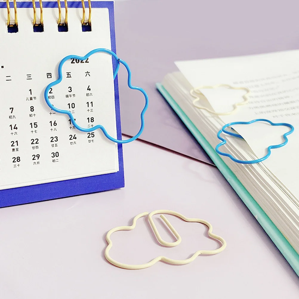 

30 Pcs Cartoon Bookmark Paper Clips PVC Soft Rubber Cloud Shaped Office Supplies File Paperclips Desk Accessories