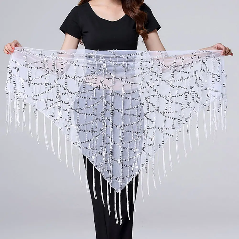 

Новый стиль, треугольный шарф, костюмы для танца живота, набедренный шарф с блестками, пояс для танца живота, кисточка