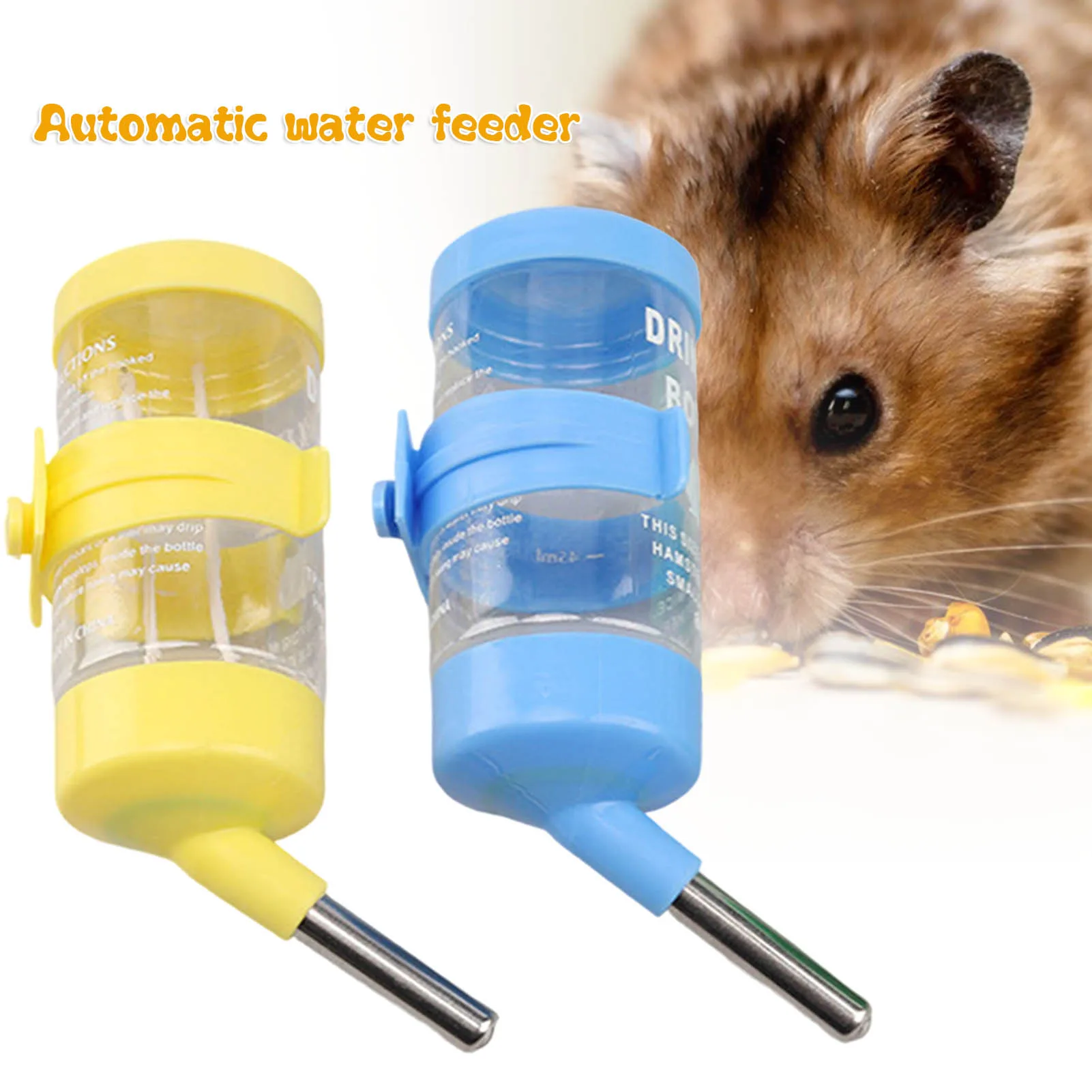 Hamster Drinker Water Bottle No Drip Small Animal Water Dispenser Pet Drinker Stand for Guinea Pigs/Hamsters/Bunnies/Ferrets