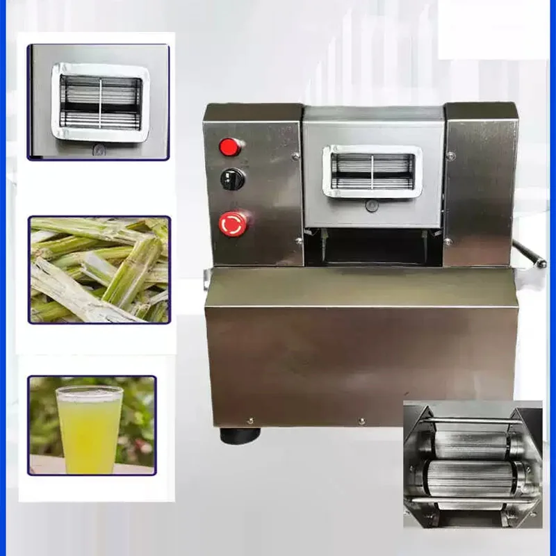 110V/220V Electric Sugarcane Juicer, Four-Shaft Pressing, Stainless Steel Vertical Juicer, Adaptive Feed Opening(Customized)