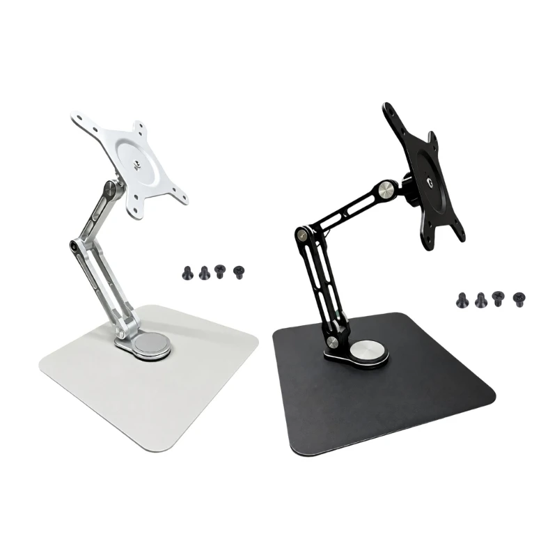 462E VESA Display Stand for Desktop Monitors and Touch Displays, with Jointed Arm and Freestanding Aluminum Base, Rounded