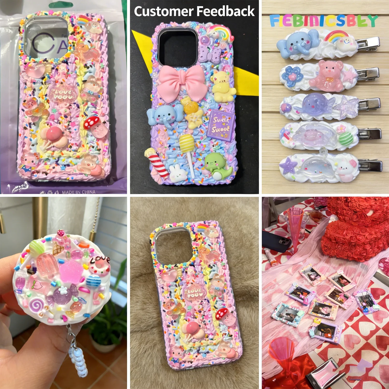 Multi Color Series (50ml Each) DIY Craft Cream Glue, DIY Phone Case Kit ＆ Small Card, for Handmade Crafts and Decorations