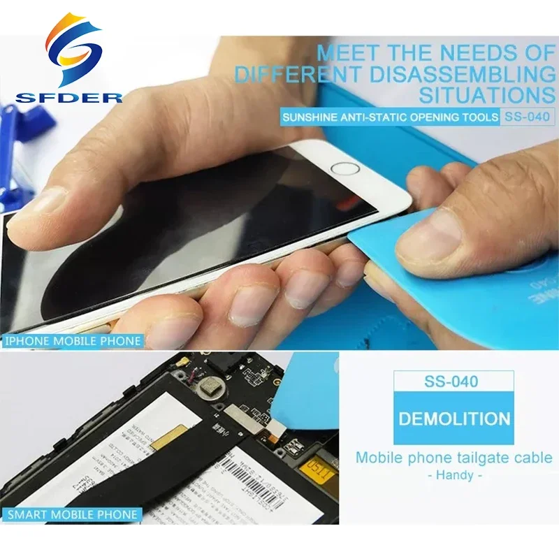 Sunshine SS-040 Anti-Statische Telefoon Demontage Gereedschap Batterij Teardown Kaart Vier-Hoek Gebogen Ontwerp Mobiele Telefoon Opening Gereedschap