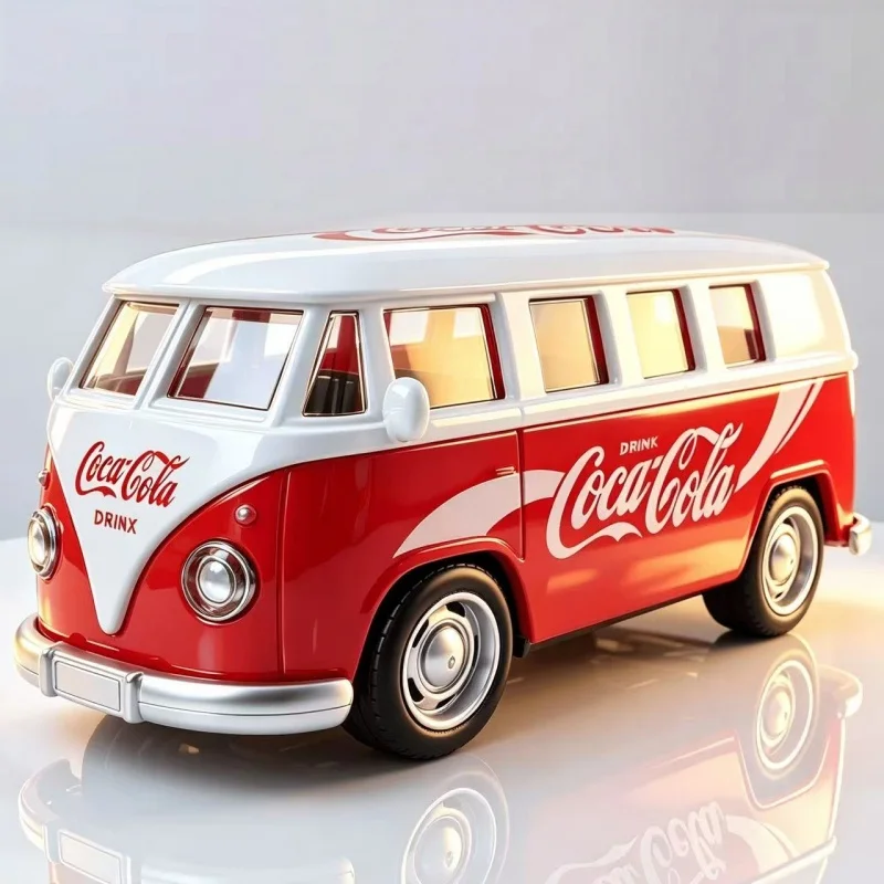 Retro-Klassikbus im Maßstab 1:36, Modellauto aus Zinklegierung, Rückziehfahrzeug mit aufklappbaren Seitentüren, Gummireifen, realistisch – Detail 6