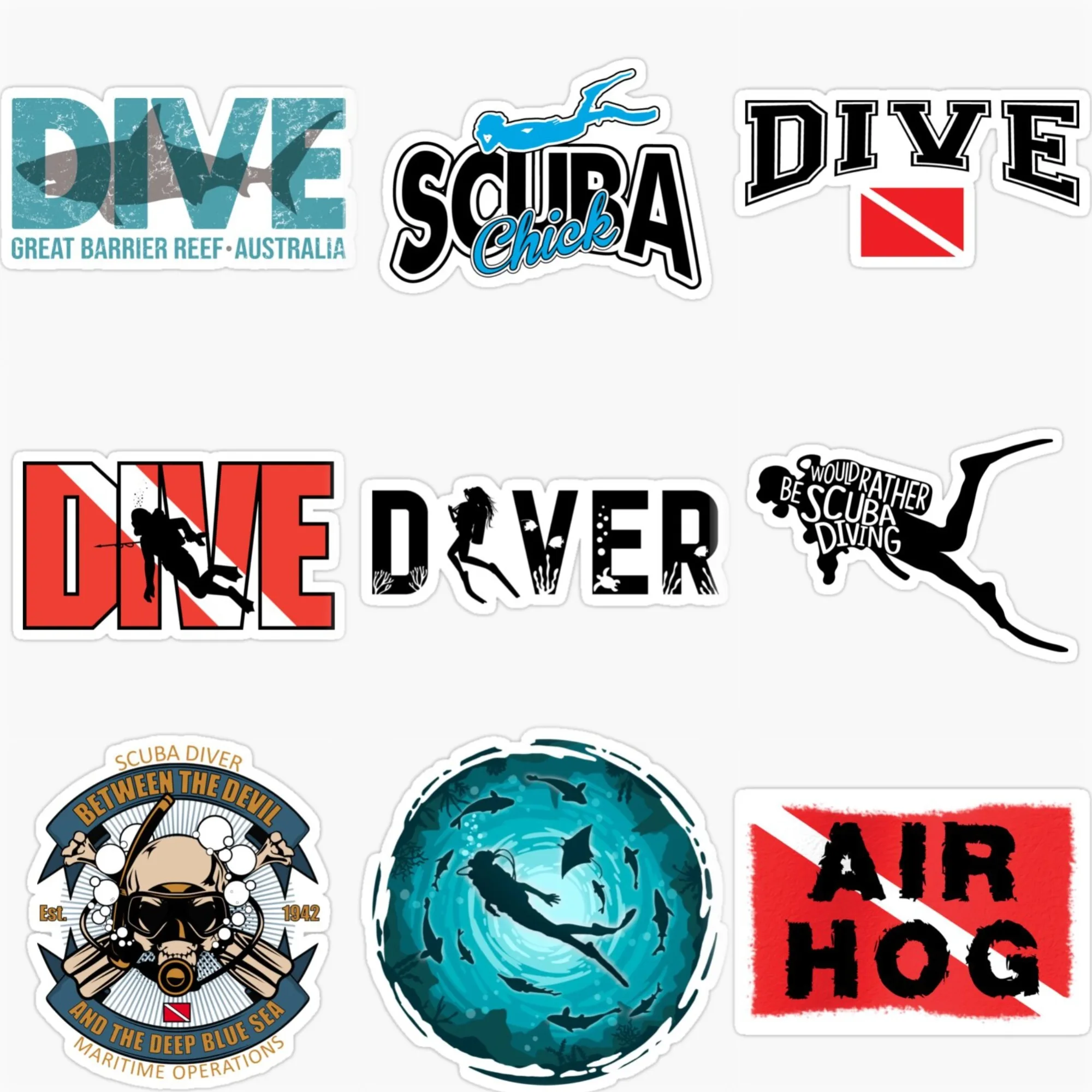 

Scuba Diver Diving Flag Fish Creative Car Stickers Accessories Customizable Size Van Bicycle Helmet Wall Decal