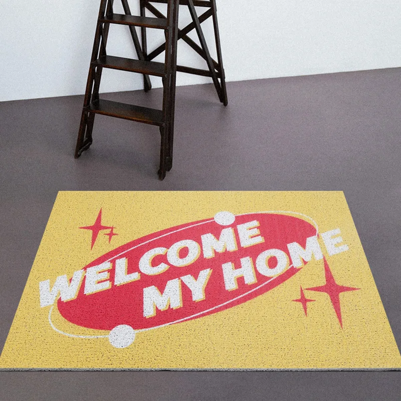 Welcome Home Doormat Living Room Bath Kitchen Bedroom Carpet PVC Anti-slip Custom Entrance Door Mat Dustproof Silk Loop Carpet