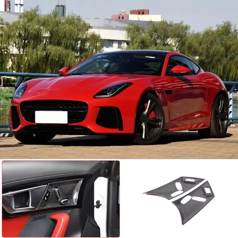 For Jaguar F-TYPE F Tpye 2013-2024 Car Seat Adjustment Panel Cover Decorative Sticker Real Carbon Fiber Interior Accessories