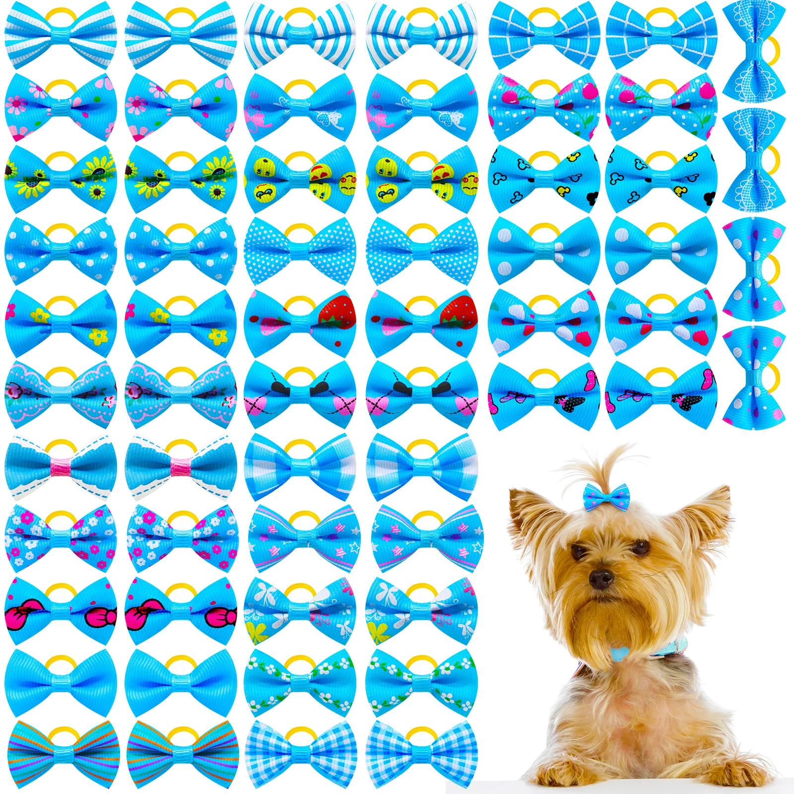 30PCS Small Dog Bows Pet Dog Hair Accessories Rubber Bands Small Dog Cat Hair Bows For Dogs Cats Grooming Products