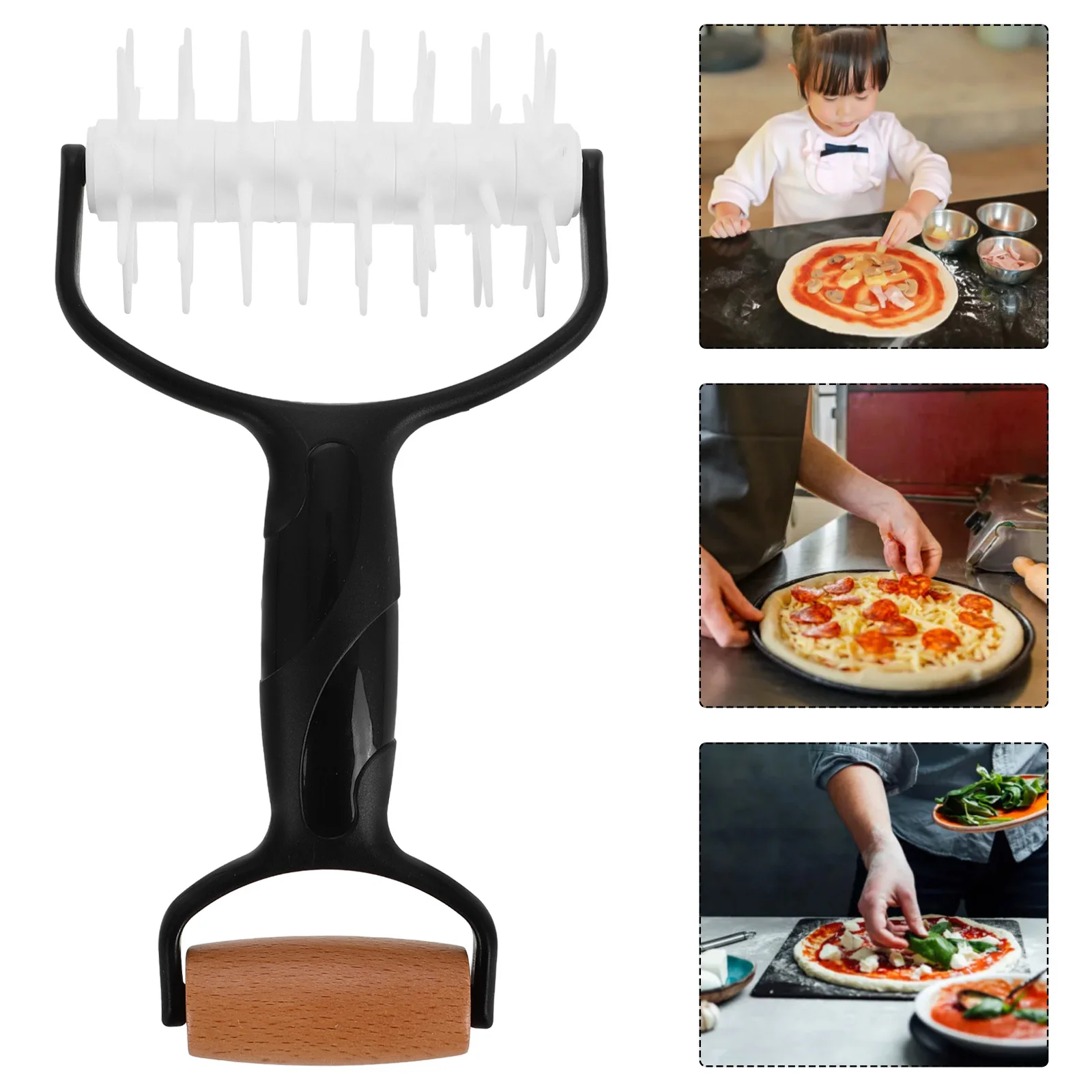 

Rolling Pin Pizza Cutter Dough Perforation Tool For Baking Pie Dumpling Wrappers Kitchen Essential Multifunctional Pizza
