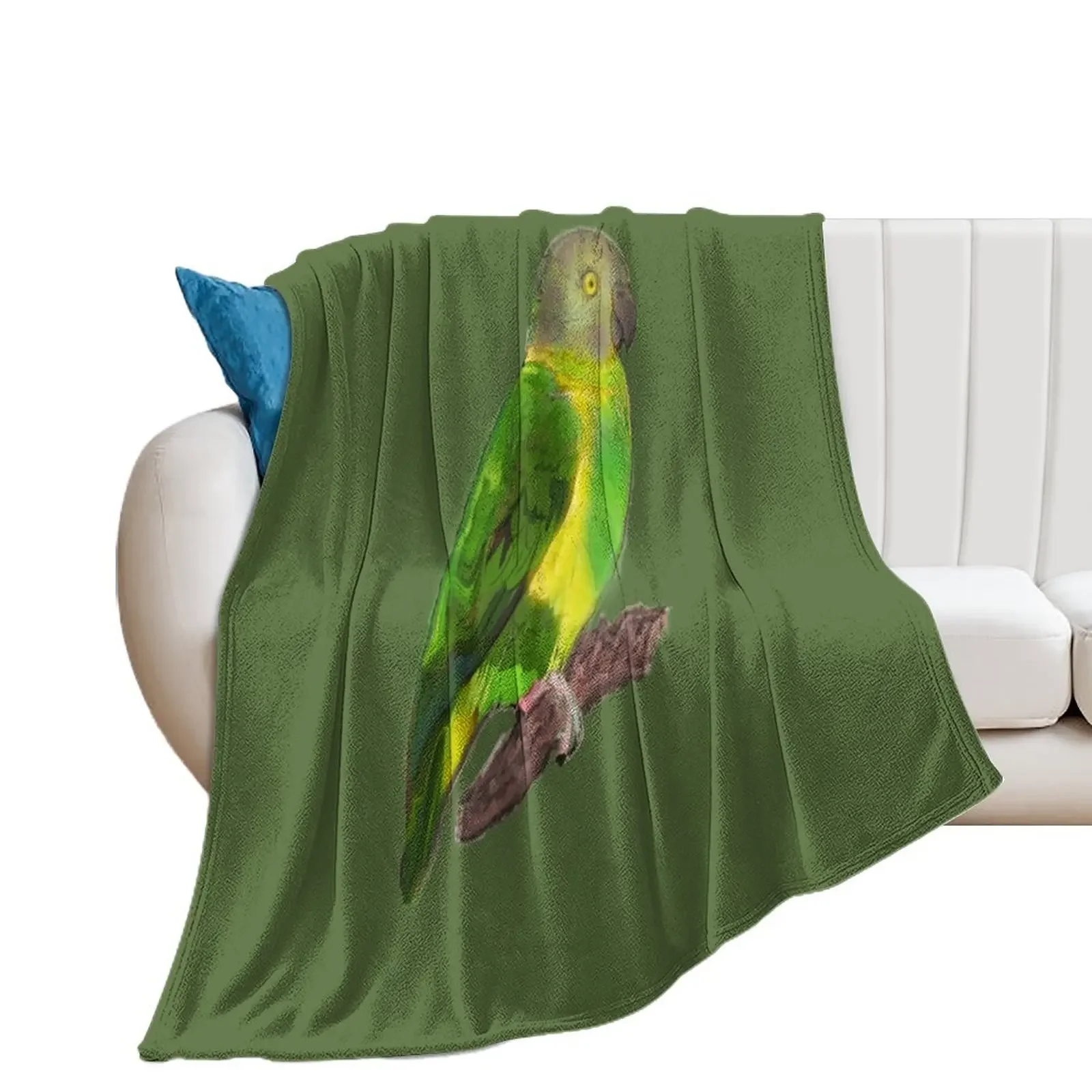 Senegal Parrot On Branch. Simple Watercolour Throw Blanket Cute Plaid Soft Plush Plaid Sofas Blankets