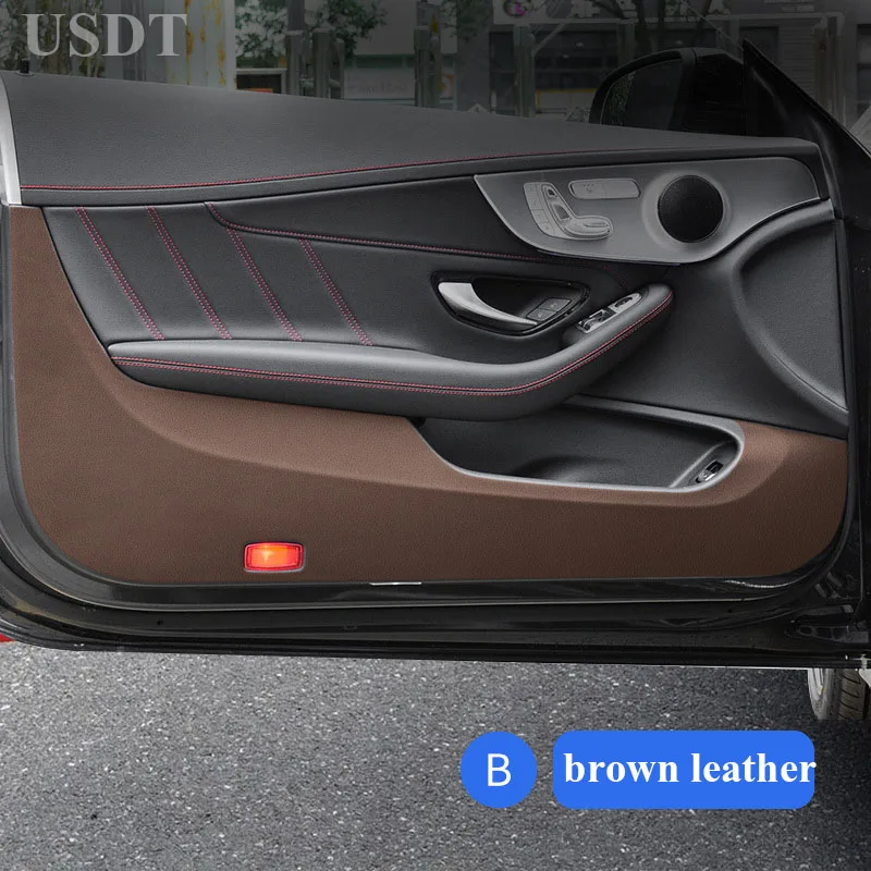 For Mercedes Benz C Class W206 C200 C220 C260 C300 2020 2022 2023 2024 2025 Leather Carbon Fiber Sticker Door Anti Kick Cover