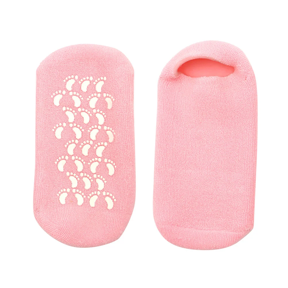 1Pair Pink Gel Moisturizing Socks Plant Essential Oil Anti-Dryness Heel Socks Softens Skin Reduces Cracks Renovates Moisture
