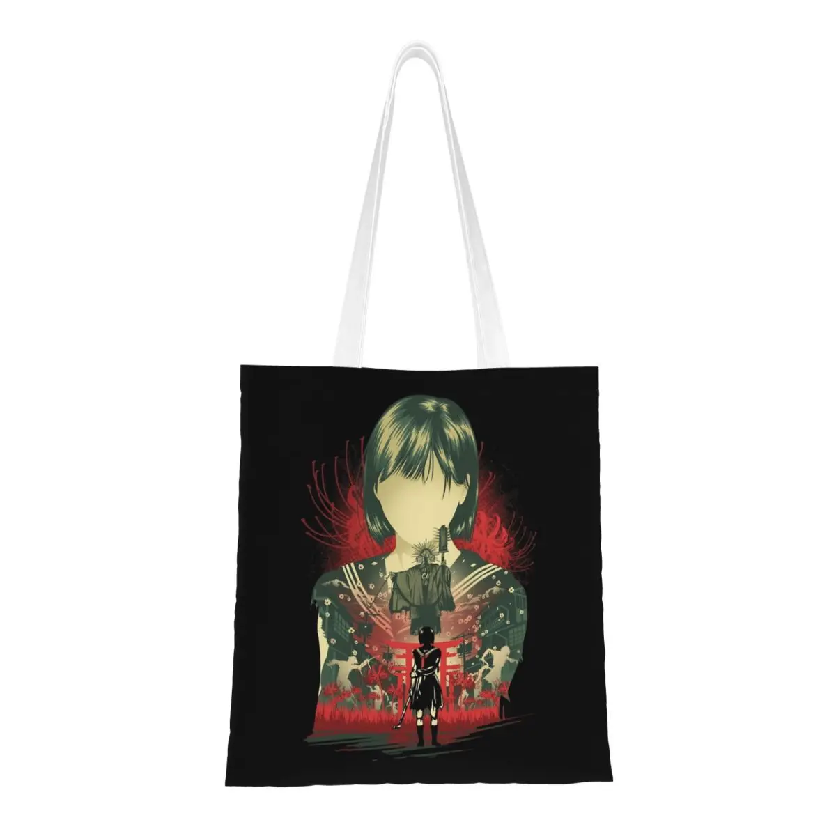 

Horror Game Silent Hill F Canvas Tote Bag Fashion Large Capacity Grocery Bag for Women Hinako Shimizu School Bags