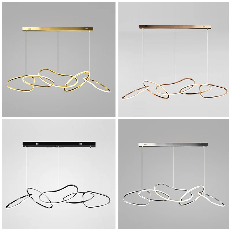 Modern Minimalist Pendant Lights Gold Lustres LED Rings Hanging Lamps for Ceiling Home Decoration for Dining Room Decor