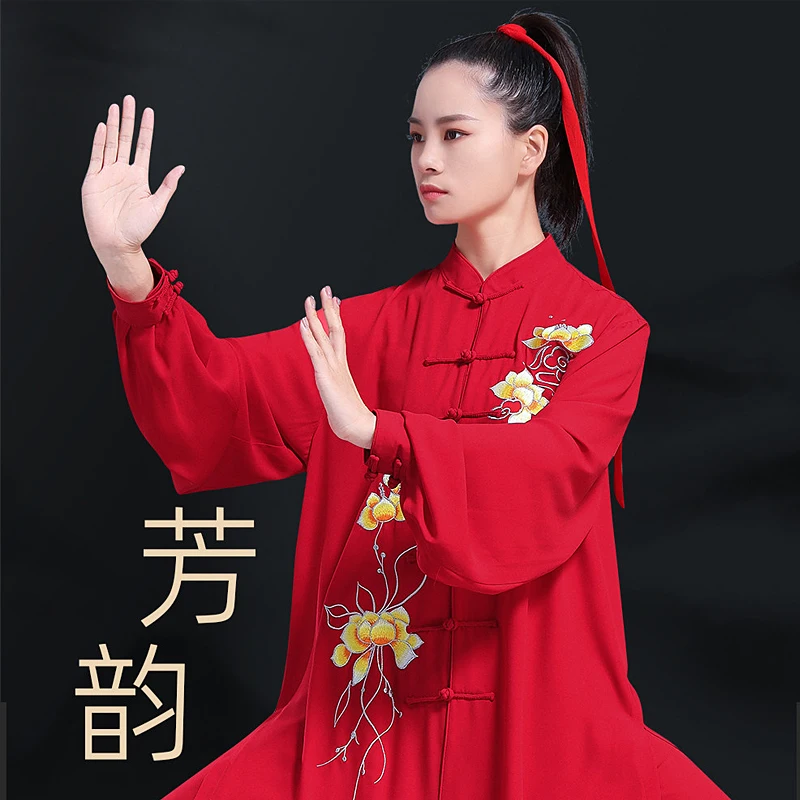Women's Chenjiagou Style Tai Chi Outfit - Hand-Embroidered Flowing Silk Linen, Loose Fit for Martial Arts, Qi Gong & Group Compe