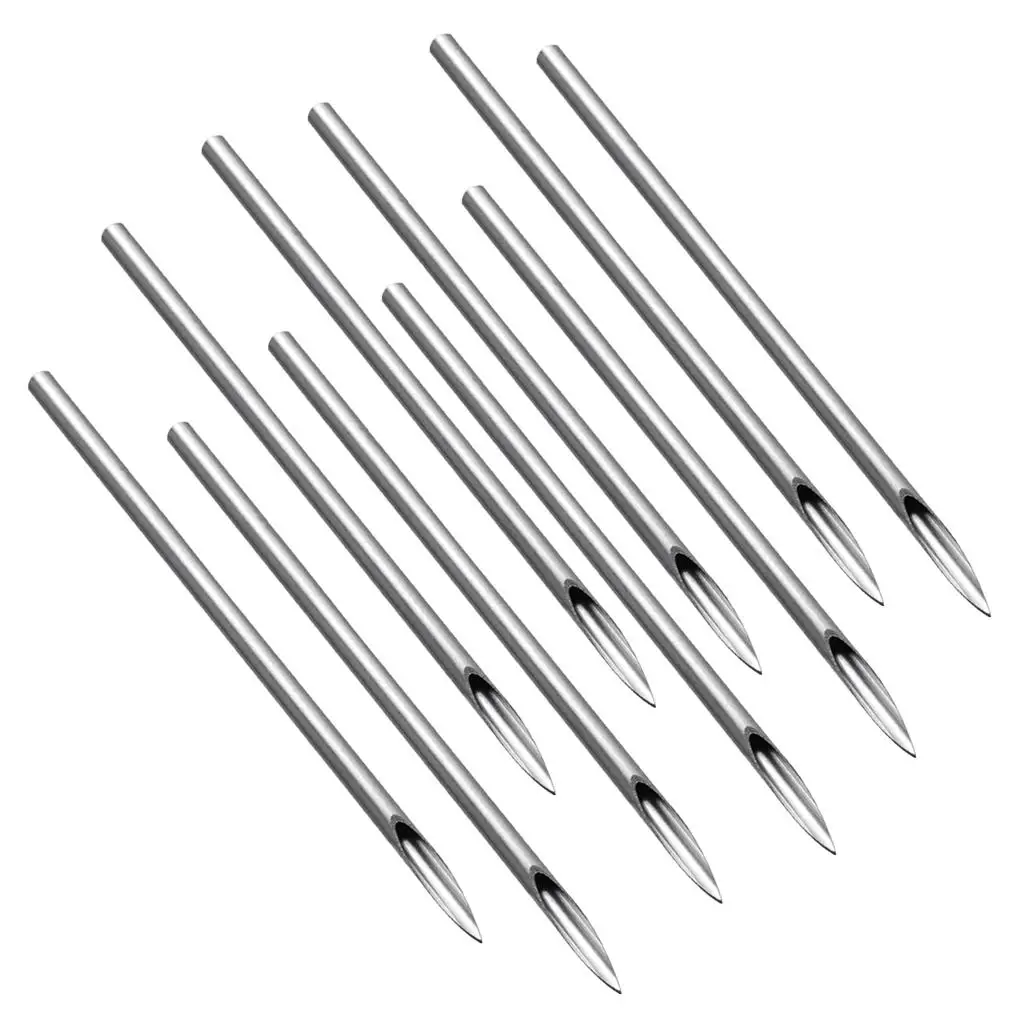 10 Pieces Stainless Steel Sterilized Piercing Needles for Navel Ear Lip 14g