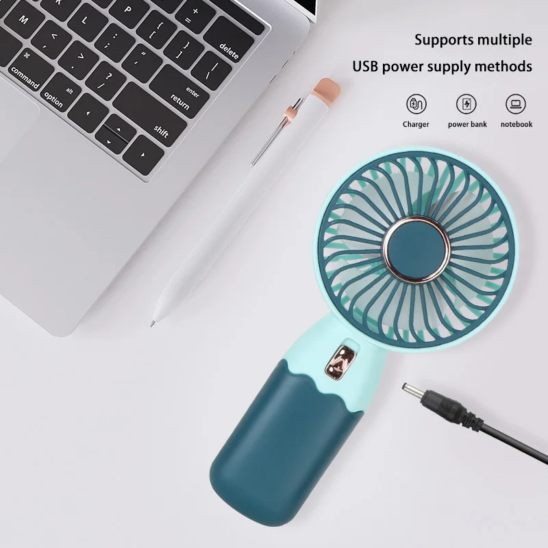 Mini ventilateur électrique portable 2 en 1, ventilateur de bureau aste par USB, fonction de support pour téléphone portable