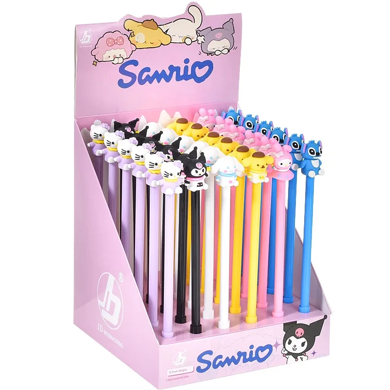 Sanrio Kawaii Gel Pens 6/48pcs Kuromi My Melody Hello Kitty Acrylic Patch Press Pen Office Pens Cute Student Stationery Gifts