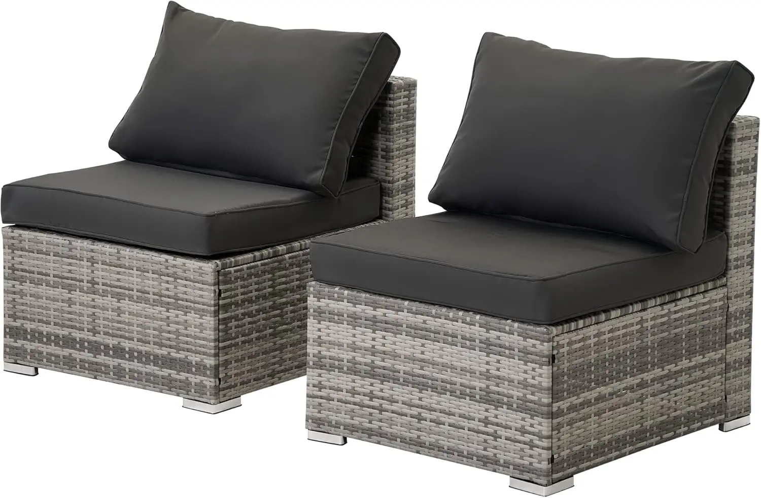 Patio Furniture Set,Wicker Outdoor Conversation Set,Rattan Sectional Sofa Set w/Washable Cushions & Glass Coffee Table