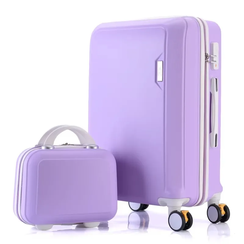 Valise violette résistante aux rayures de 26 pouces, Double tige, coque rigide en Abs avec point de verrouillage combiné