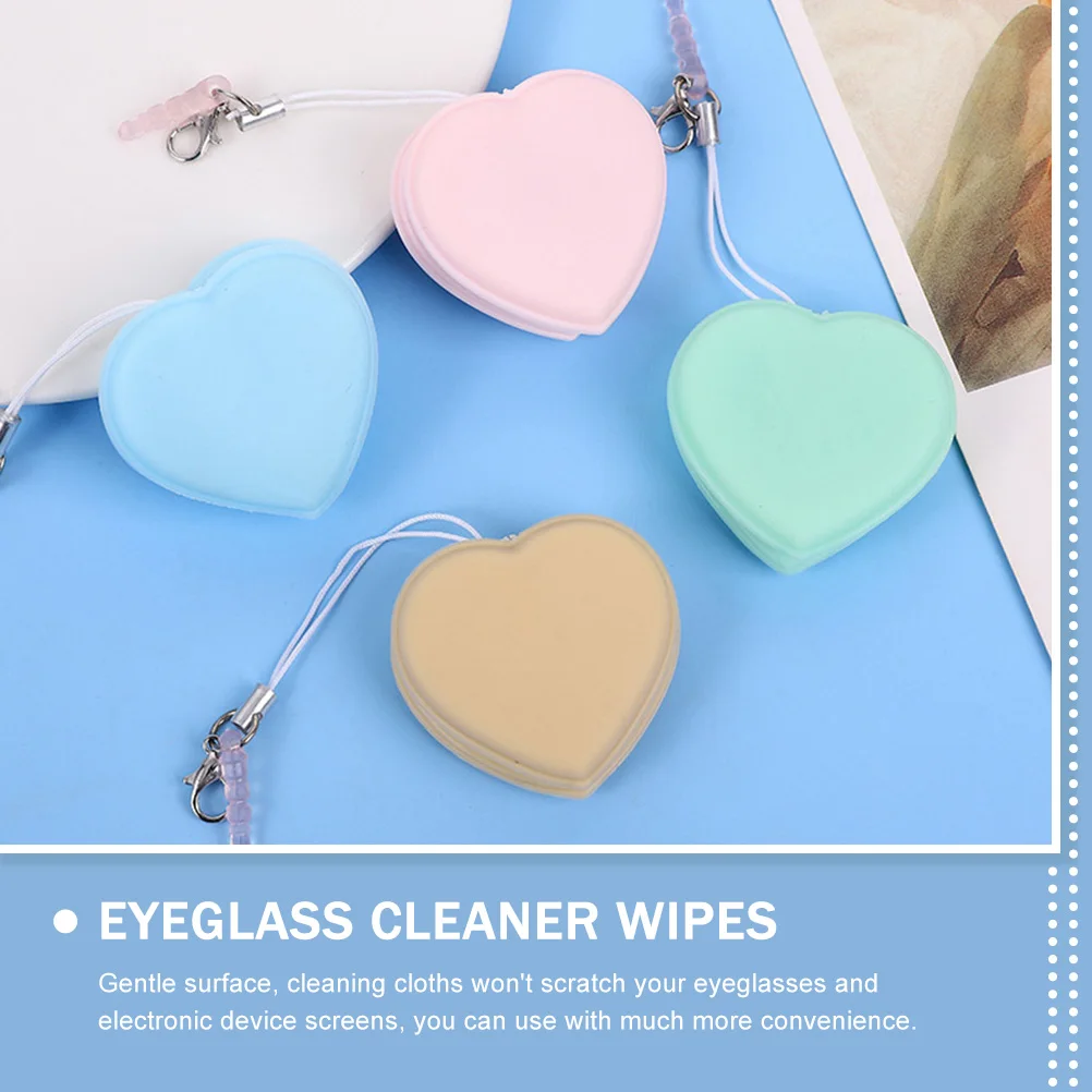 

2pcs Heart Shaped Phone Screen Cleaner Lens Wipes for Electronics Eyeglasses Camera Non Scratch Portable Glass Cloth