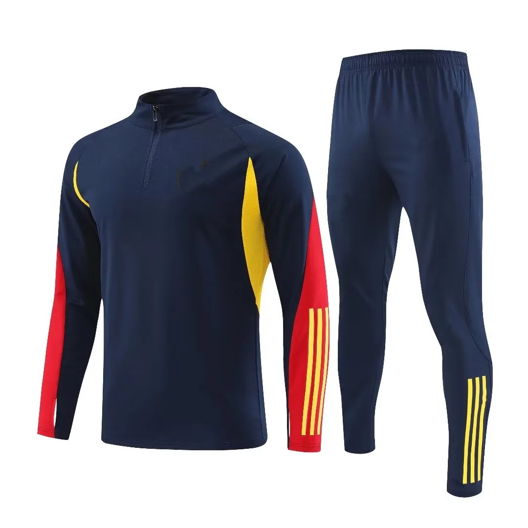 new  Sports Set  Espanol Fans Long zipper Jacket Training wear games Jerseys Soccer  Kit aldult  Tops and trousers Casual Wear