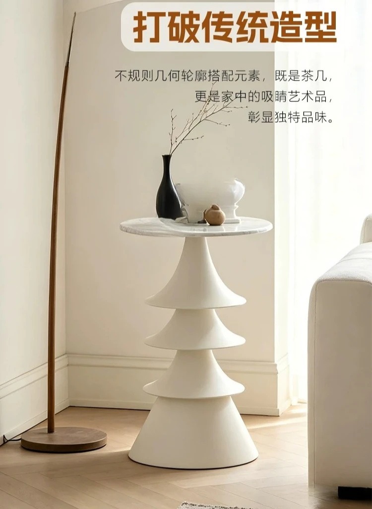 Modern cream style small apartment living room sofa side table creative side table