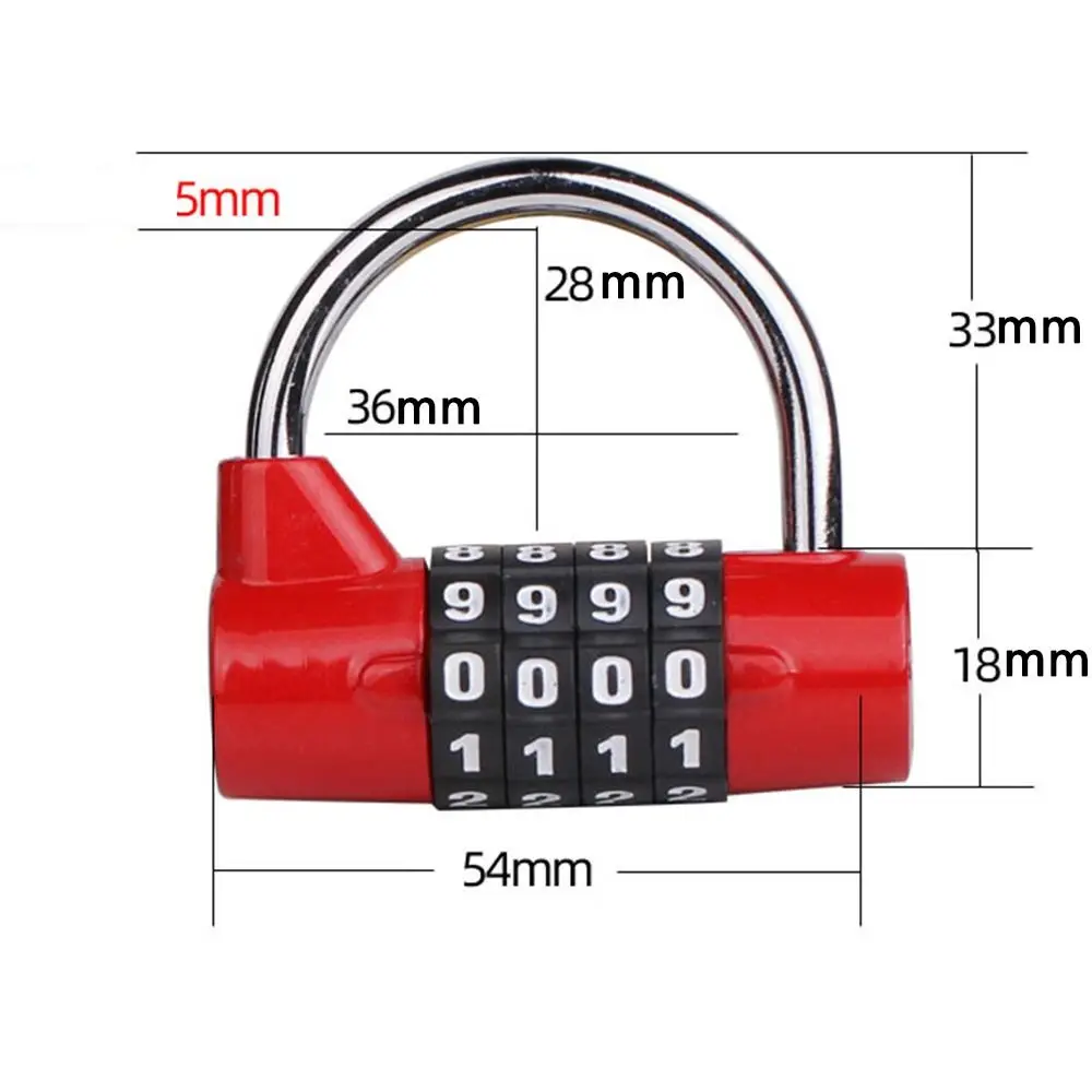 Weatherproof Security Padlock Portable Heavy Duty 4 Dial Digit Combination Lock Outdoor Gym Safety Code Lock