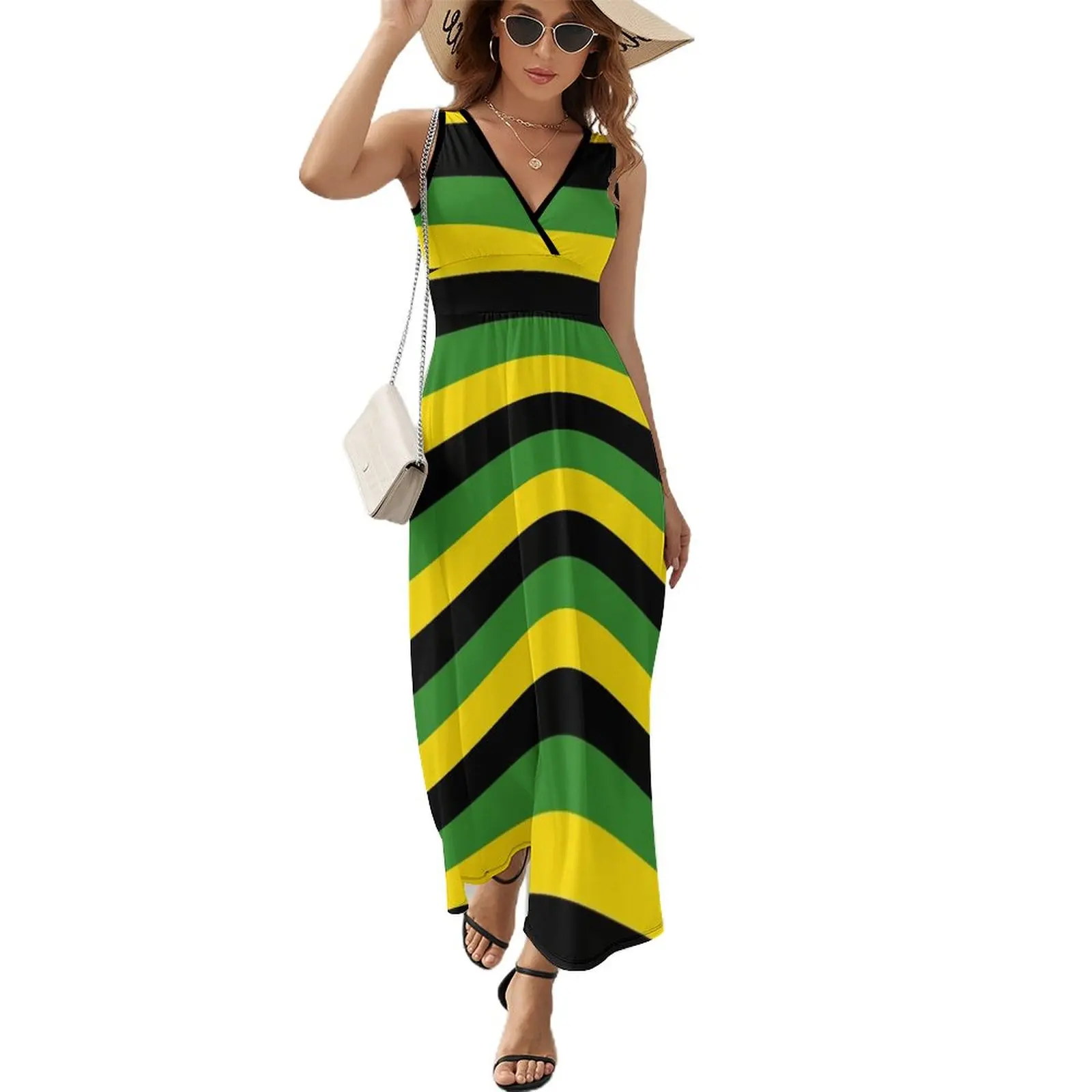 Jamaica flag stripes Sleeveless Dress ladieses for special occasions purple for women korean style