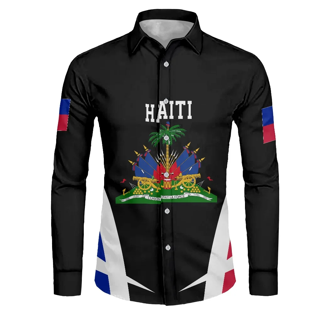 North America Haitian Pattern Print Men's Wear T Shirts Long Sleeves Stand Collar Shirts For Men Autumn 2022 Men's T-Shirt