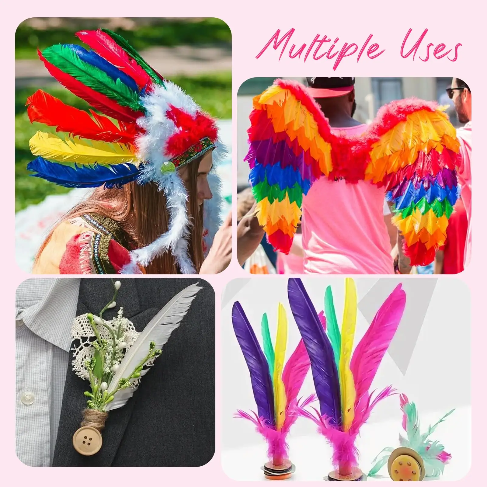 Turkey Feathers Colorful Bulk 20-30cm Natural Feather for DIY Crafts Wedding Dress Party Decoration Feathers Fabric Material