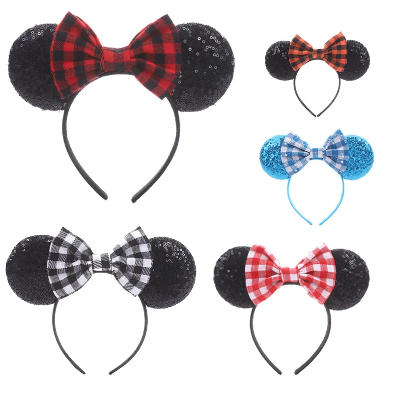 عيد الميلاد ميكي ماوس عقال Kawaii الكلاسيكية منقوشة الشعر التبعي ندفة الثلج القوس هيربيسي الوالدين والطفل اللعب الكرتون هدية