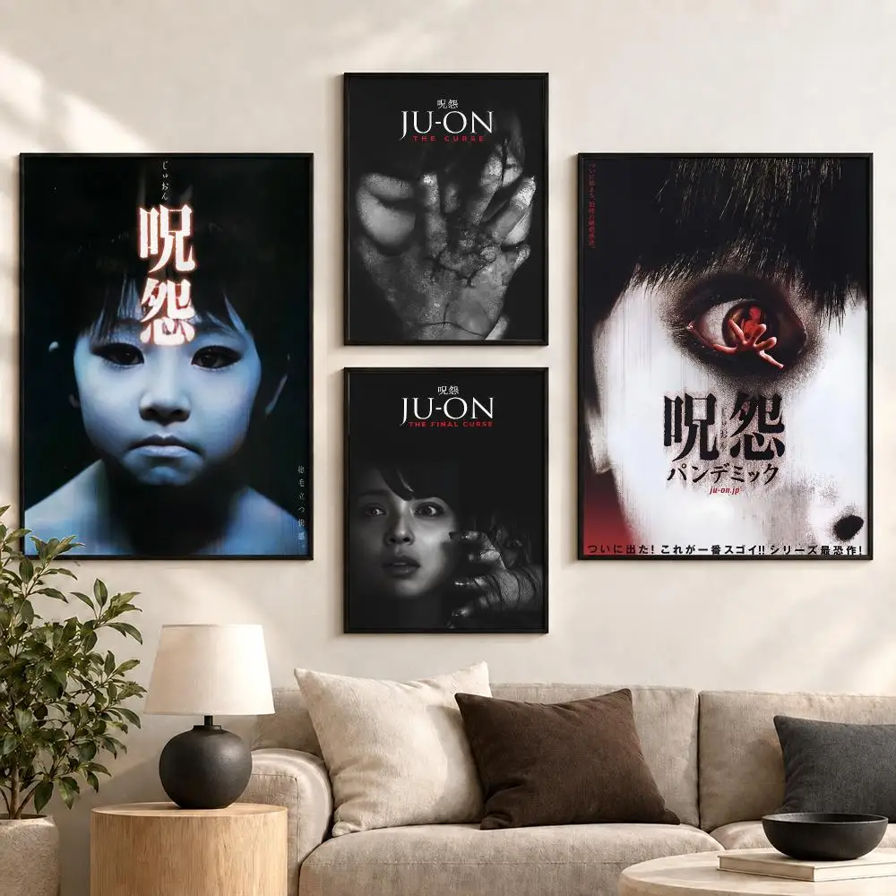 The Grudge Japanese Ghost Horror Film Art Dark Visuals Poster Aesthetic Art Print for Bedroom & Living Room Decor, Unframed