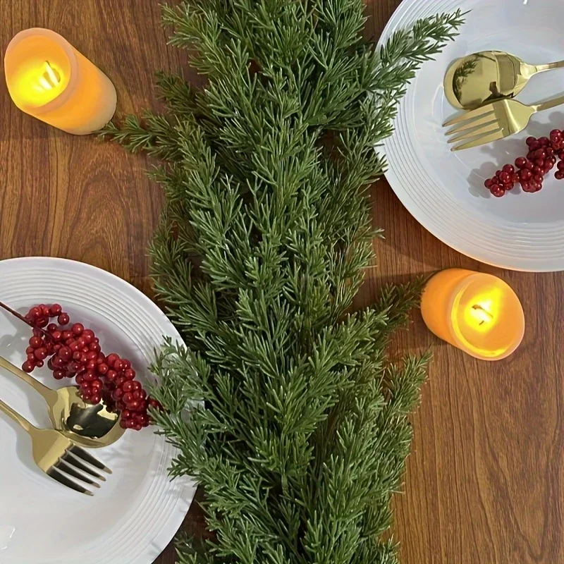 Extra Long Christmas Home Pine Vine Wreath with Soft Touch Greenery, Suitable for Holiday Decorations, Halloween, Thanksgiving