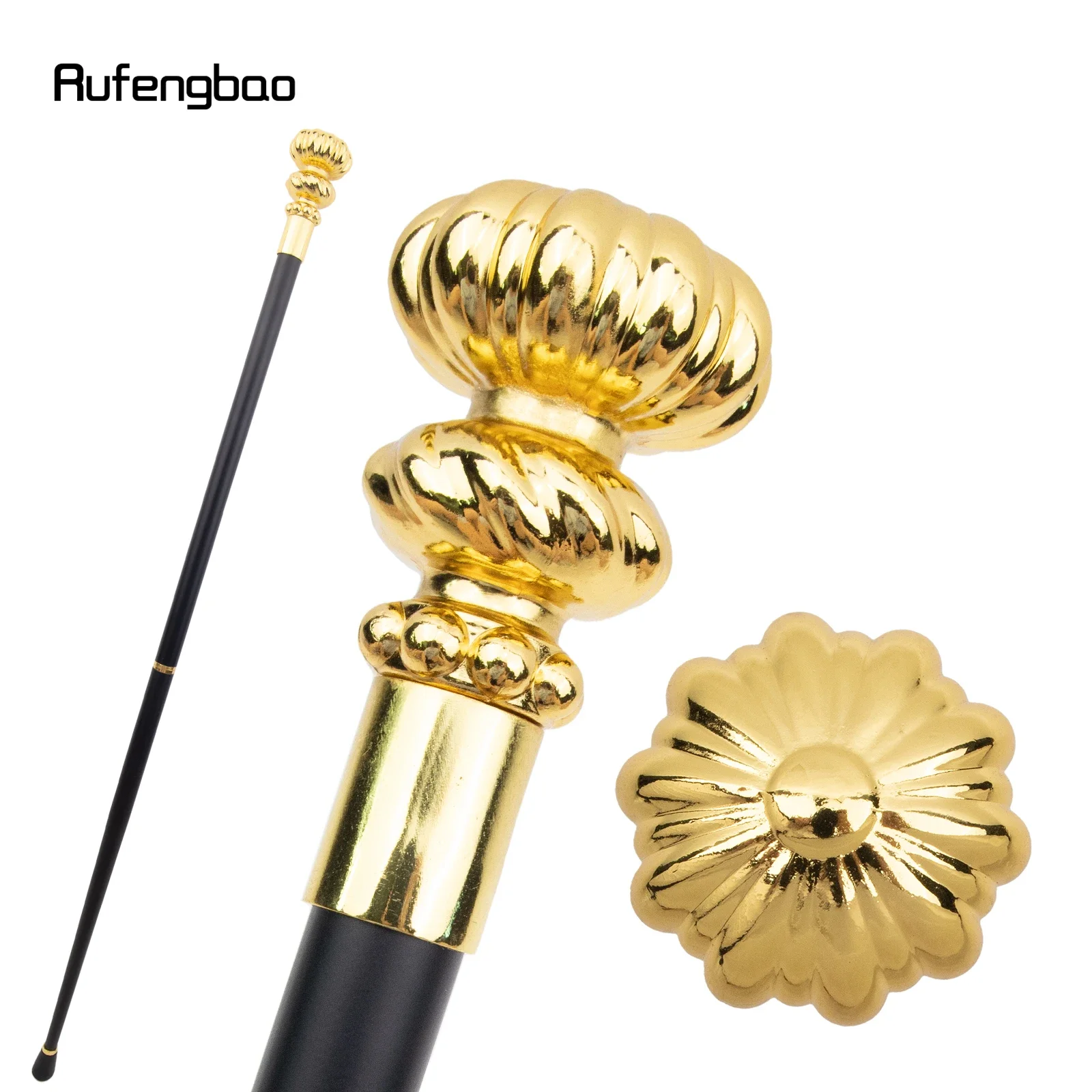 Golden Luxury Flower Line Handle Fashion Cosplay Walking Stick  Party Decorative Cane Elegant Crosier Knob Walking Stick 93cm