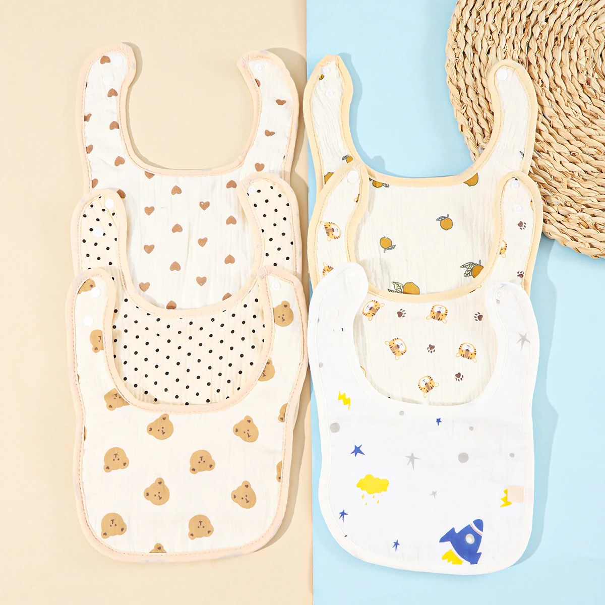 

Baby gauze bib, cotton crepe, class A saliva towel, newborn baby, 360 degree rotating bib, male and female