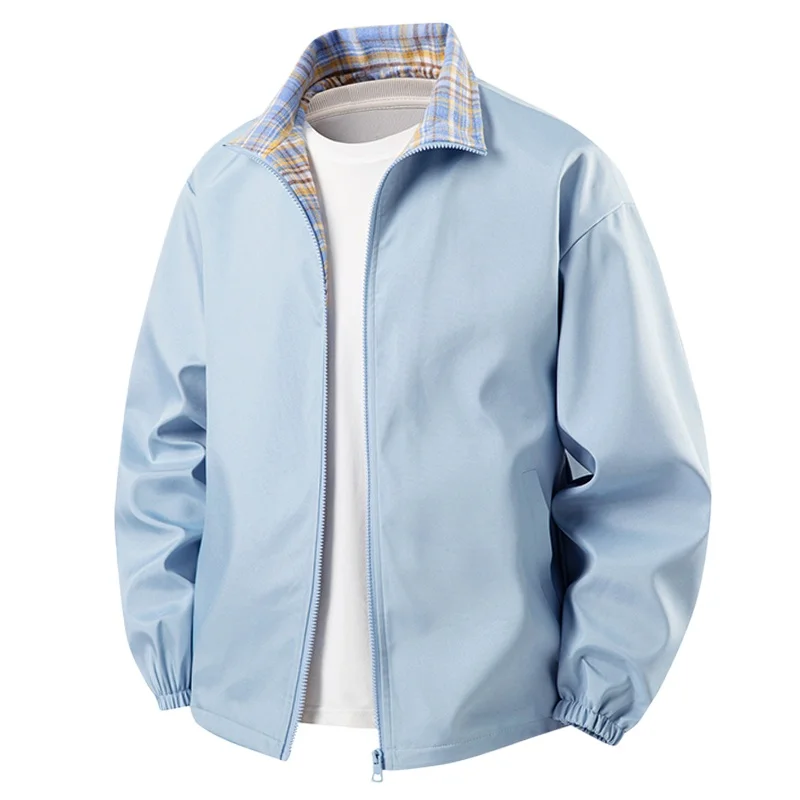 Plaid Patchwork Jackets for Man Clothes Luxury Designer Loose Cardigan Streetwear Men Casual Hip Hop Stand Collar Bomber Jacket