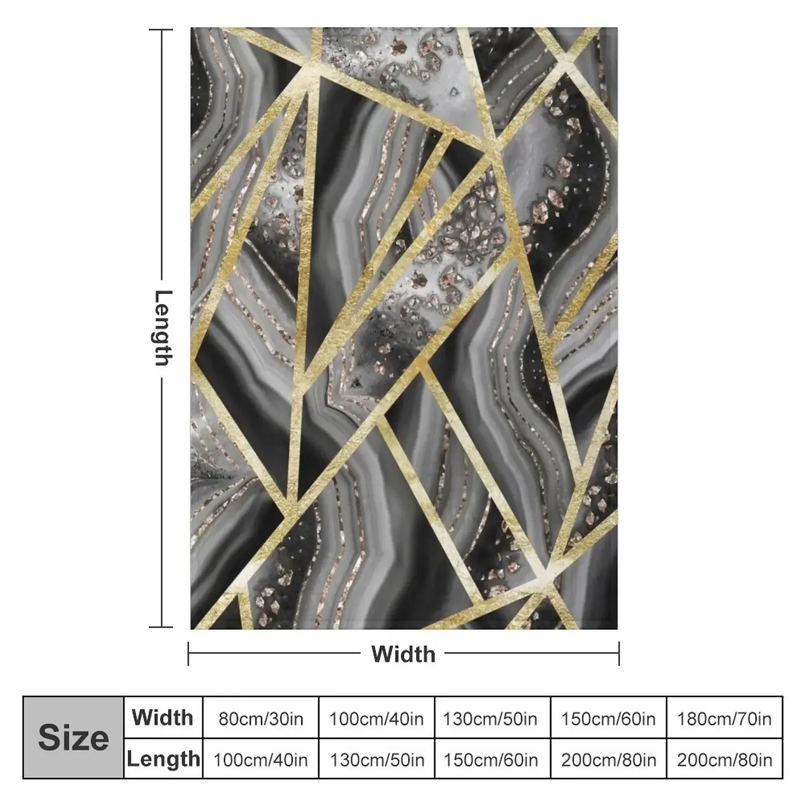 New Black Night Agate Gold Geometric Glam #1 (Faux Glitter) #geo #decor #art Throw Blanket