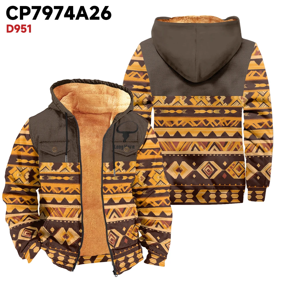 Trendy and fashionable men's winter coat with graphic printing, warm and comfortable, thickened and plush