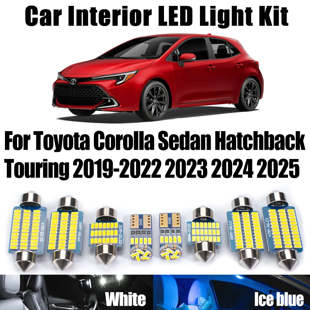 

11 шт. Canbus для Toyota Corolla Sedan Hatchback Touring 2019-2024 2025 автомобильные светодиодные лампы для номерного знака внутренняя карта купольный светильник комплект