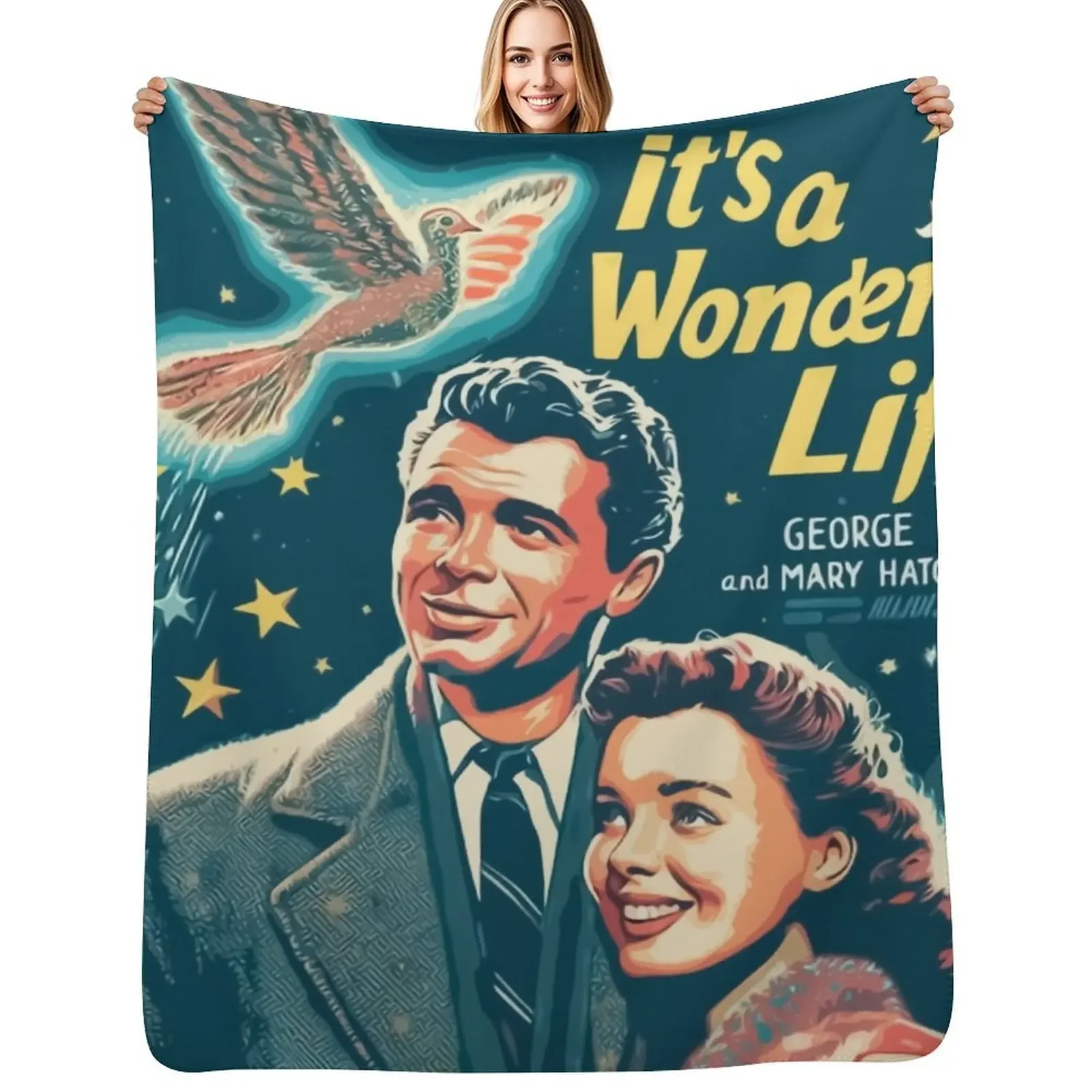 

It's A Wonderful Life - Christmas Movie Every Time A Bell Rings An Angel gets its wings Vintage Throw Blanket Giant Sofa Blanket