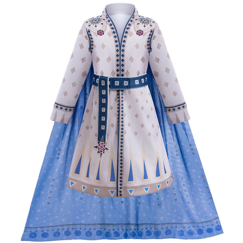 Girls Wish Asha Dress King Queen 3D Printing Dress Up Costume Halloween Carnival Fantasy Outfits Princess Theme Party Clothes image 4
