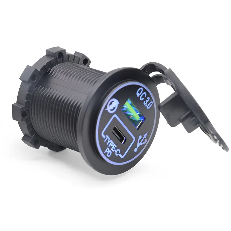 5Pcs car and ship universal cross-border modification round charger A + CPD + TYPC car charger fast charger QC3.0