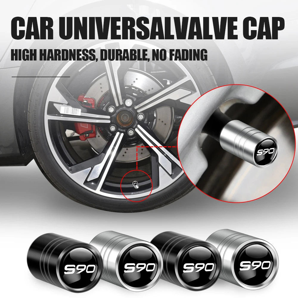 4pcs Metal Car Badges Wheel Tire Valve Caps Covers Auto Accessories for Volvo Rdesign XC60 C70 S40 XC30 S60 S70 S80 S90 V40 V50