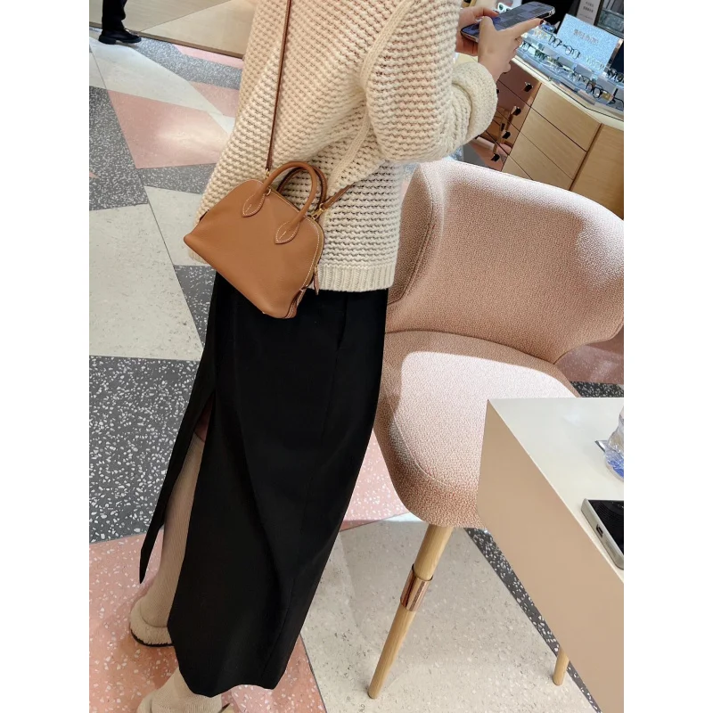 

Mini Genuine Leather Bowling Shell Bag Single Shoulder Crossbody Handbag for Women designer luxury Pouch high quality small bag