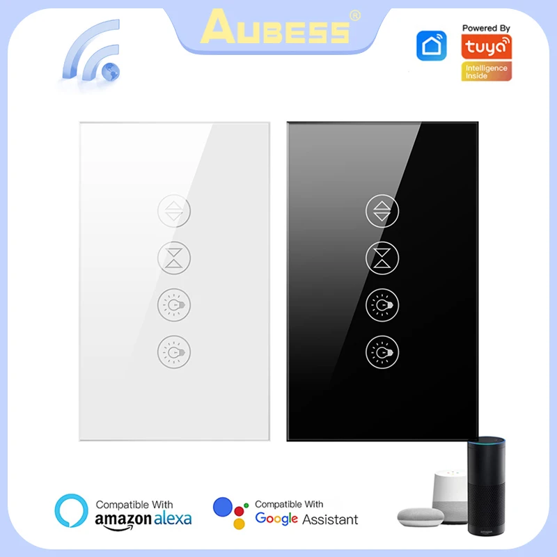 Aubess-Lámpara inteligente Tuya 2 en 1, Interruptor táctil de pared con Wifi, funciona con la aplicación Smart Life, Alexa y Google Home
