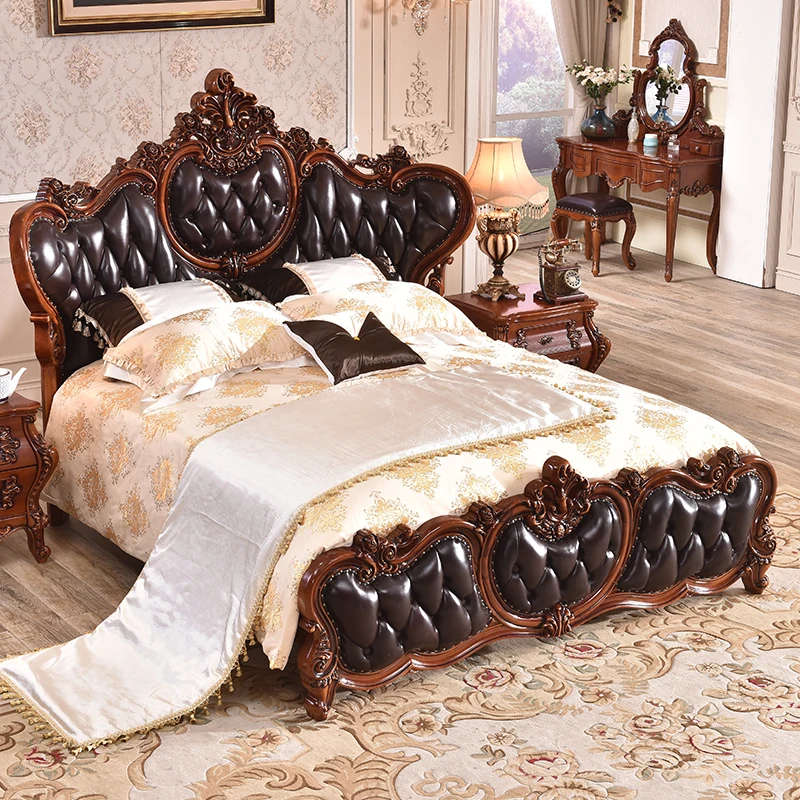 Sleeping Princess Bed Leather Bedroom European Design Girls Aesthetic Beauty Bed Luxury King Size Cama Lounge Suite Furniture